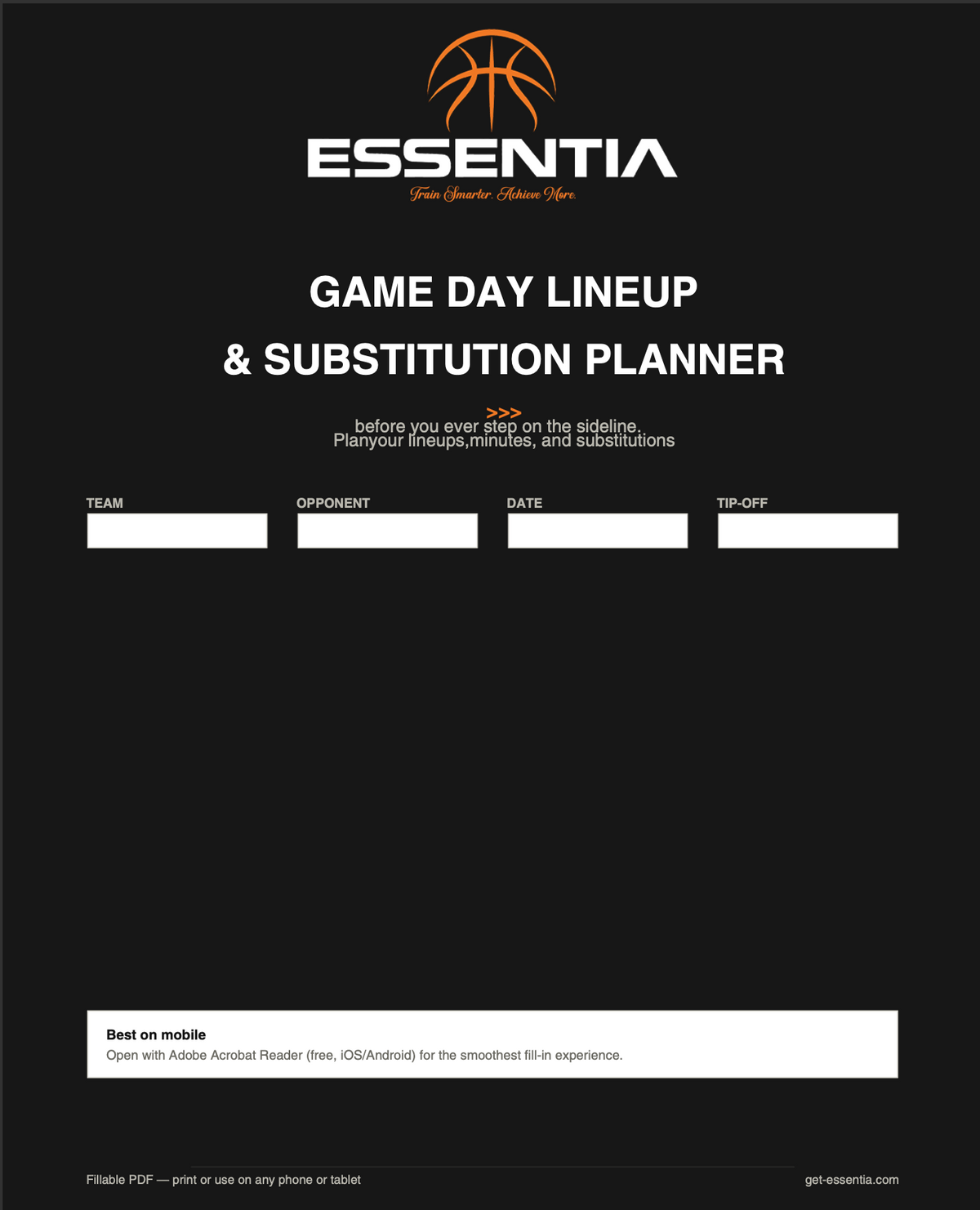 Game Day Lineup & Substitution Planner