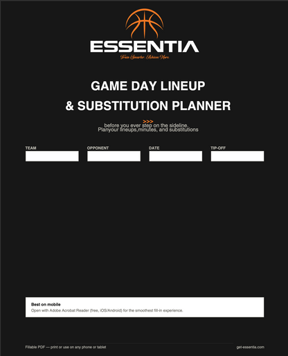 Game Day Lineup & Substitution Planner